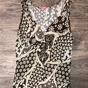 Brown and White Scoop Neck Blouse